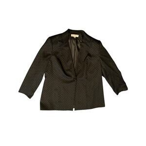 Lord & Taylor Blazer 16W Black Herringbone Chevron Single Button Jacket Y2K Lux